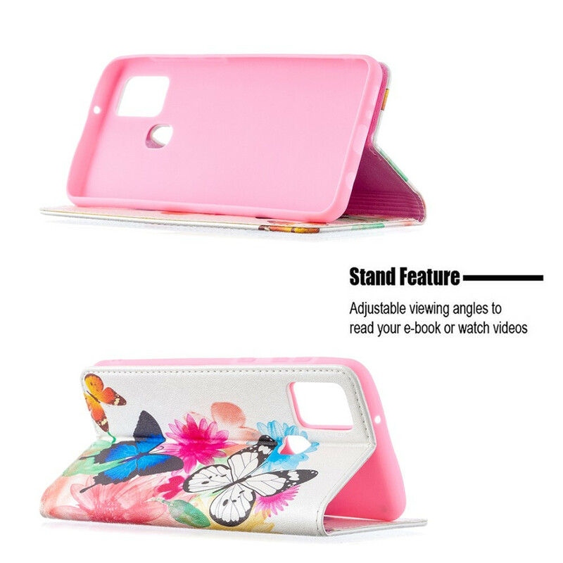 Capa Flip Capa Samsung Galaxy A21s Butterflies coloridas