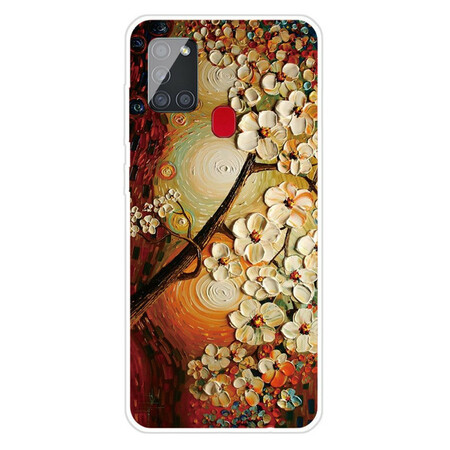 Samsung Galaxy A21s Flores de Capa Flexível