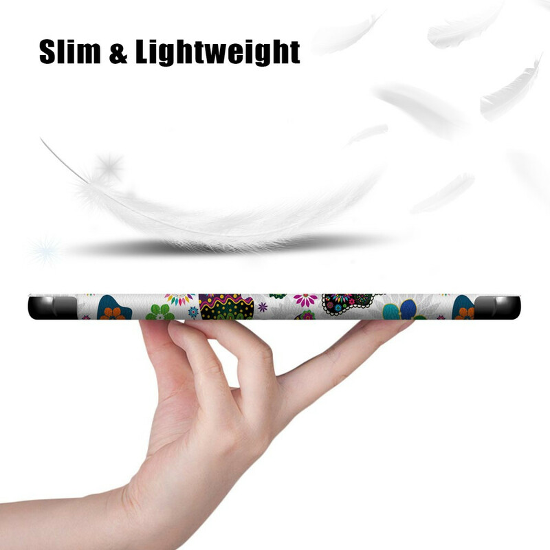 Capa Inteligente Samsung Galaxy Tab S7 FE Borboletas e Flores Reforçadas