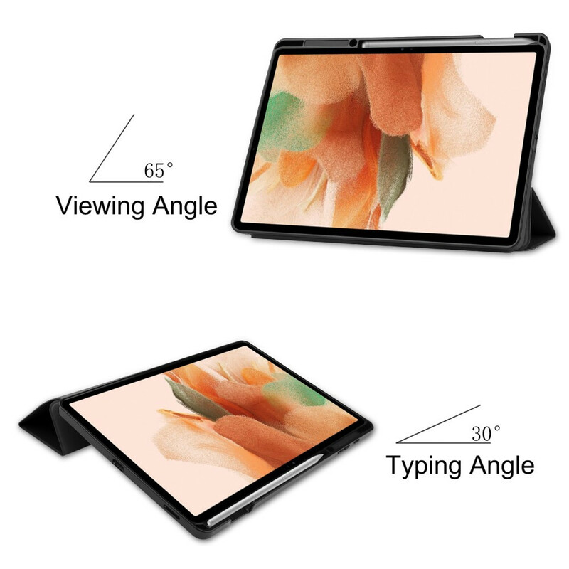 Capa Inteligente Samsung Galaxy Tab S7 FE Suporte de Estilos Tripla Flip