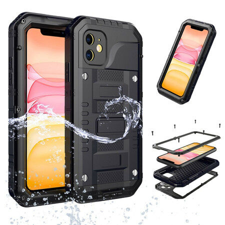 iPhone à prova de água 11 Capa de vidro e metal temperado