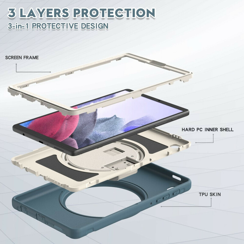 Samsung Galaxy Tab A7 Lite Capa de protecção tripla com alça e suporte