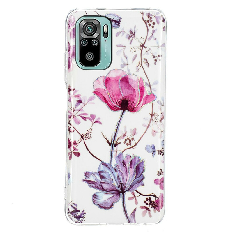 Xiaomi Redmi Note 10 / Nota 10s Capa de Flores Marmorizadas