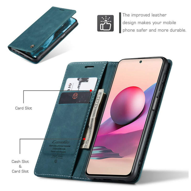 Capa Flip Xiaomi Redmi Note 10 / Nota 10s Efeito Couro CASEME