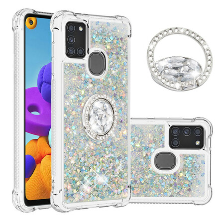 Capa brilhante Samsung Galaxy A21s com suporte para anéis