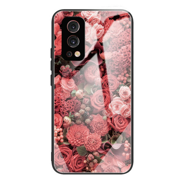 OnePlus Nord 2 5G Flores de vidro rosa de cobertura dura