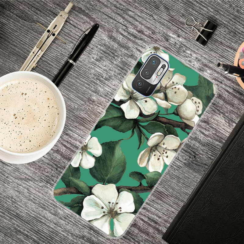 Xiaomi Redmi Note 10 5G / Capa Poco M3 Pro 5G Flores Brancas Pintadas