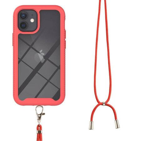 iPhone 12 Mini Capa Híbrida com Lanyard e Bezel Colorido