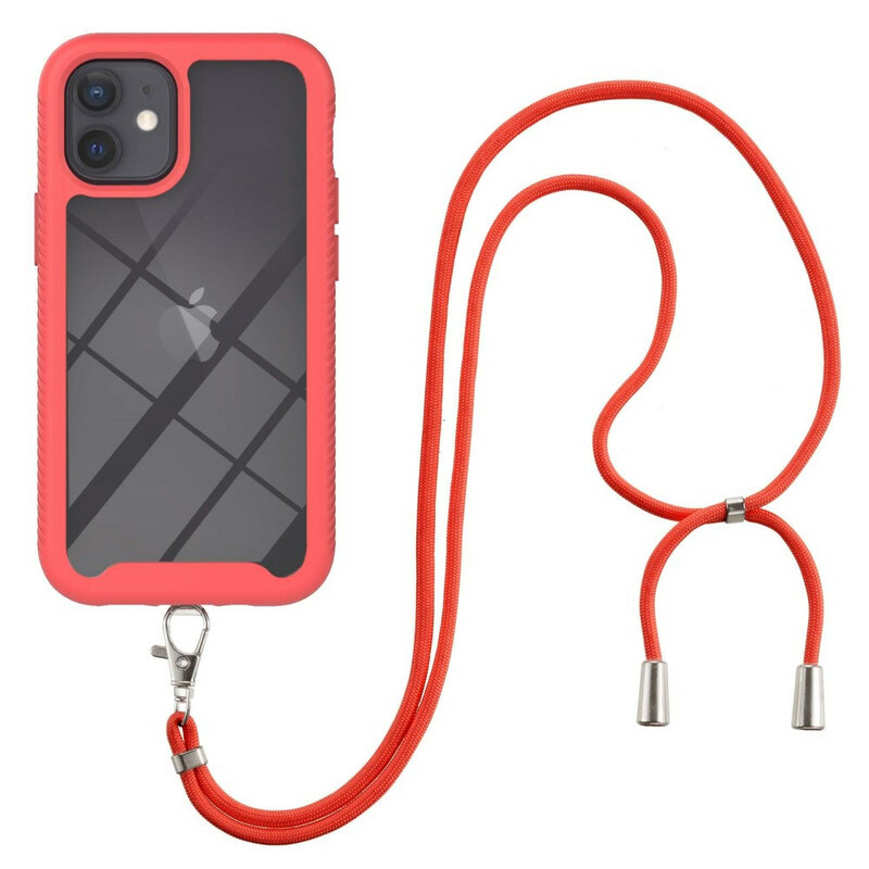 iPhone 12 Mini Capa Híbrida com Lanyard e Bezel Colorido