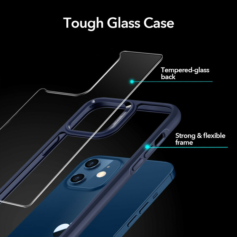 iPhone 12 Mini Case Back de vidro e Borda de Silicone