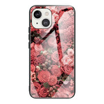Capa iPhone 13 Mini Flores de Vidro Temperado Rosa