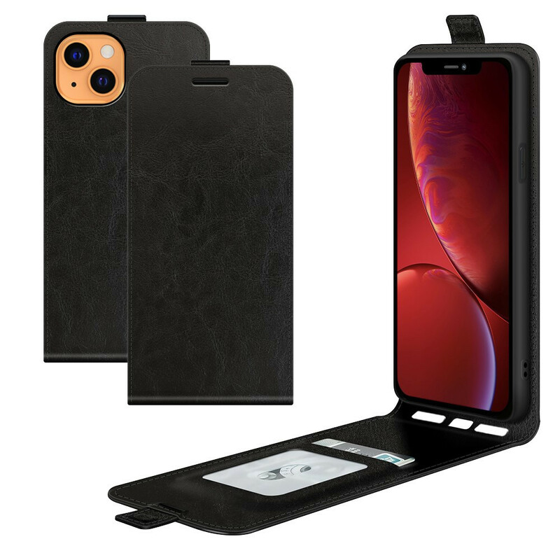 Capa para iPhone 13 Mini Aba de Efeito Couro Vertical