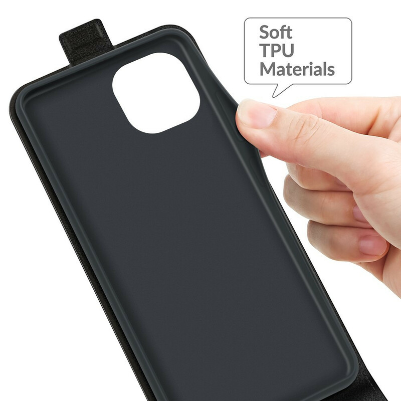 Capa para iPhone 13 Mini Aba de Efeito Couro Vertical