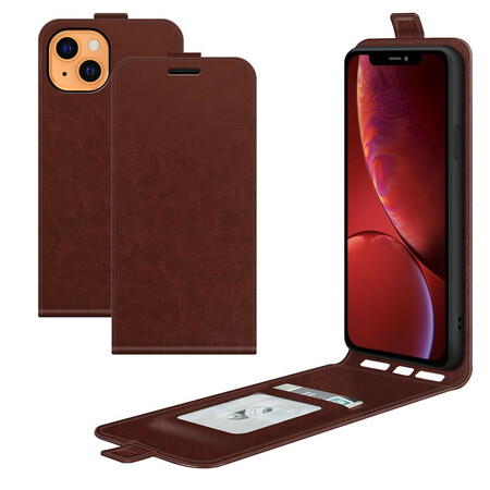 Capa para iPhone 13 Mini Aba de Efeito Couro Vertical