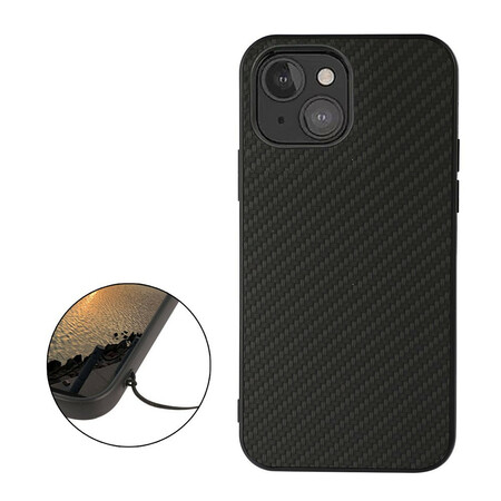iPhone 13 Mini Case Leather Texture efeito couro de fibra de carbono