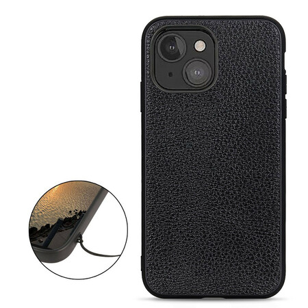 iPhone 13 Mini Capa de Couro Lychee Genuíno