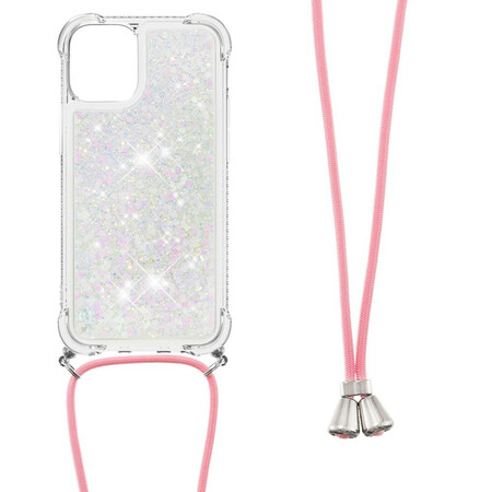 iPhone 13 Mini Capa Glitter com Lanyard