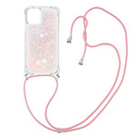 iPhone 13 Mini Capa Glitter com Lanyard