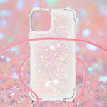 iPhone 13 Mini Capa Glitter com Lanyard