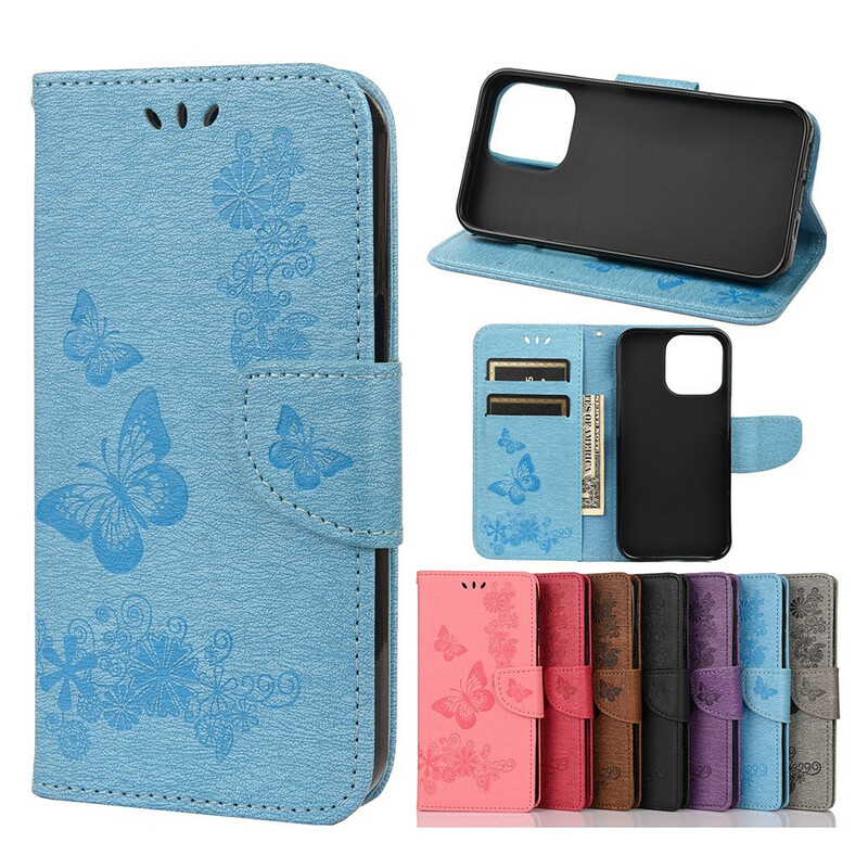 Capa para iPhone 13 Mini Borboletas Esplêndidas com Bracelete