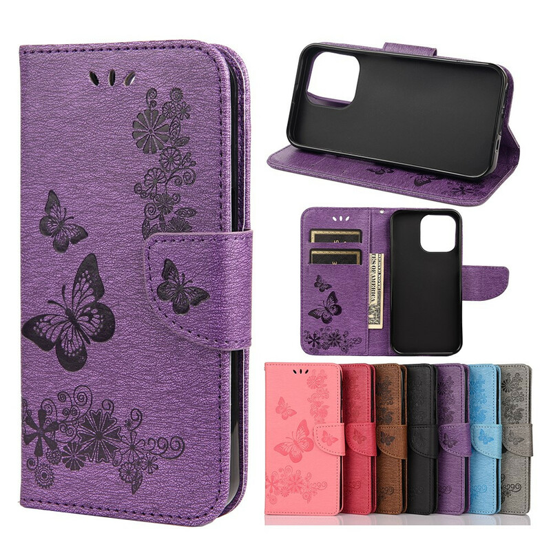 Capa para iPhone 13 Mini Borboletas Esplêndidas com Bracelete