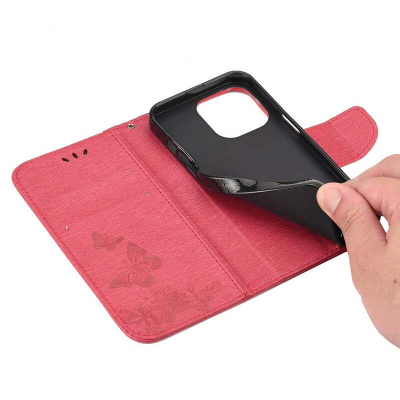 Capa para iPhone 13 Mini Borboletas Esplêndidas com Bracelete