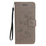 Capa para iPhone 13 Mini Butterflies e Flores com Lanyard