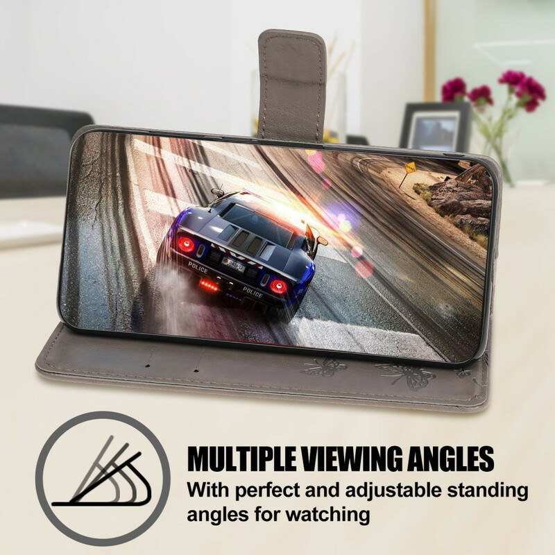 Capa para iPhone 13 Mini Butterflies e Flores com Lanyard