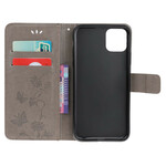 Capa para iPhone 13 Mini Butterflies e Flores com Lanyard