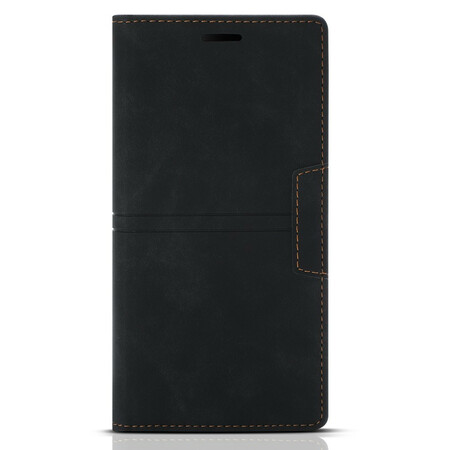 Tampa Flip Cover iPhone 13 Mini Stitching Magnetic Clasp em couro