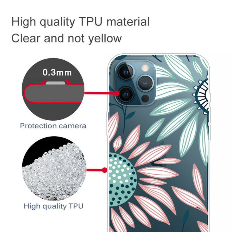 iPhone 13 Pro Max Clear Case One Flower