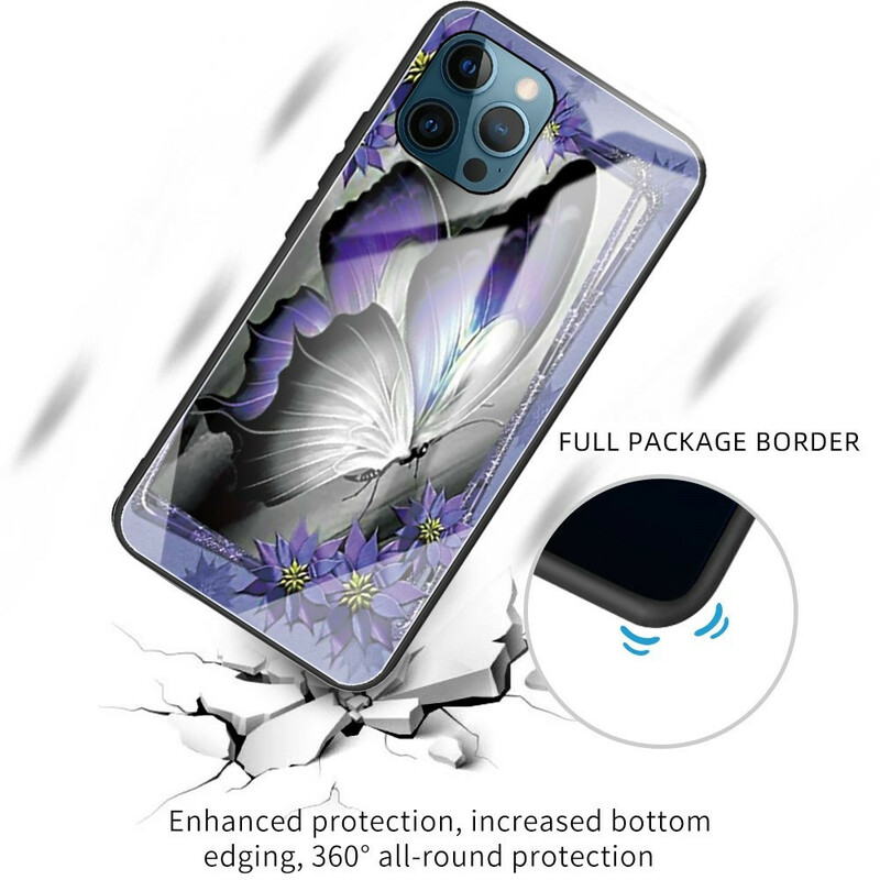 iPhone 13 Pro Case Butterfly Purpura Vidro Temperado