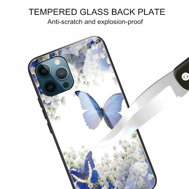 iPhone 13 Pro Case Design de Borboleta de Vidro Temperado