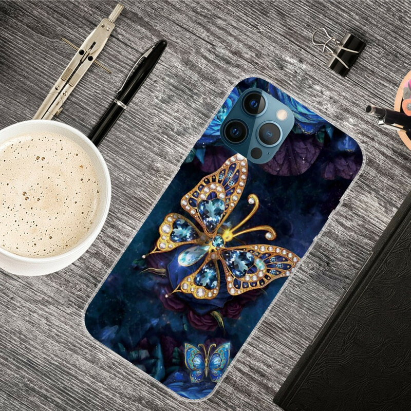 iPhone 13 Pro Max Case Blue Butterflies