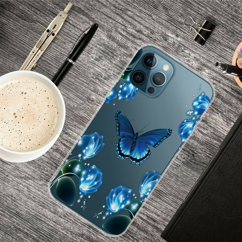 iPhone 13 Pro Max Case Blue Butterflies