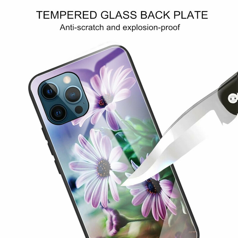 iPhone 13 Capa de vidro temperado Pro Flores realistas