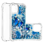 iPhone 13 Pro Max Case Blue Butterflies Glitter