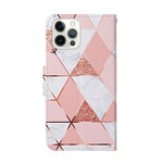 iPhone 13 Pro Marble and Glitter Case with Strap