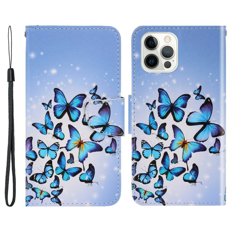 Case iPhone 13 Pro Variations Butterflies with Strap