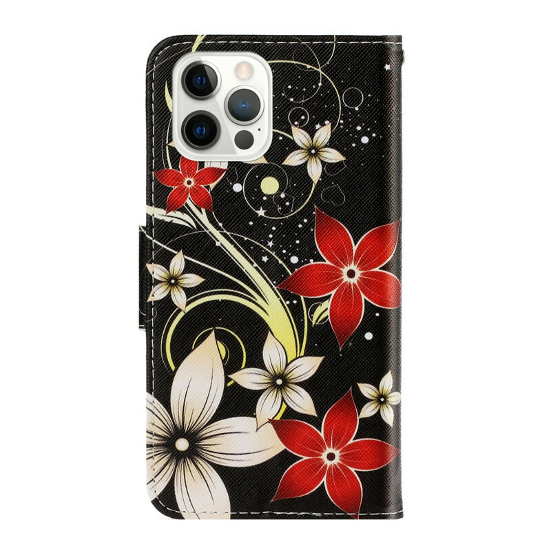 Capa para iPhone 13 Pro Coloured Flowers with Strap