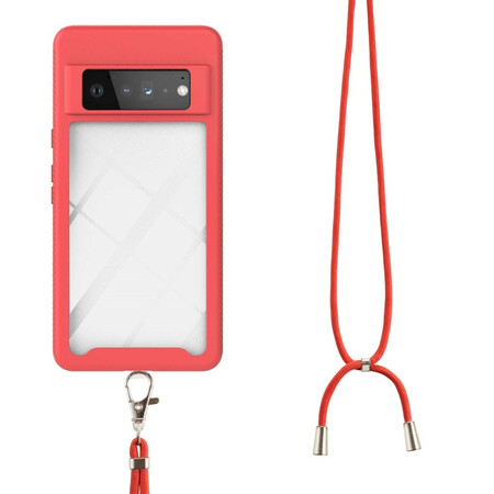 Capa Híbrida Google Pixel 6 Pro com Cordão e Bordo Colorido