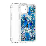 iPhone 13 Pro Case Blue Butterflies Glitter