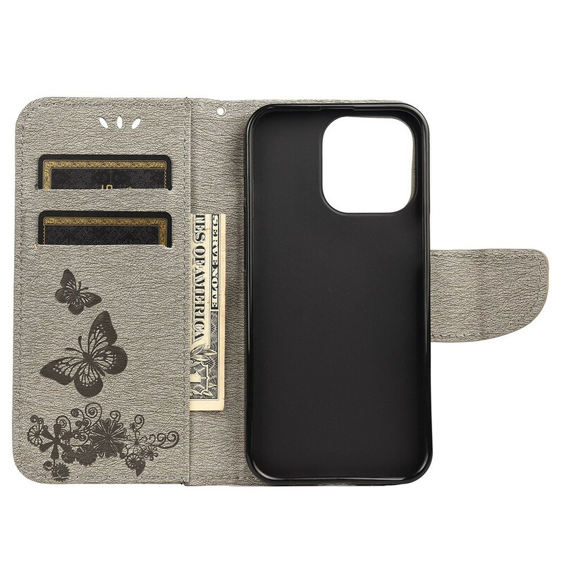 Esplêndida capa para iPhone 13 Pro Splendid Butterflies with Strap