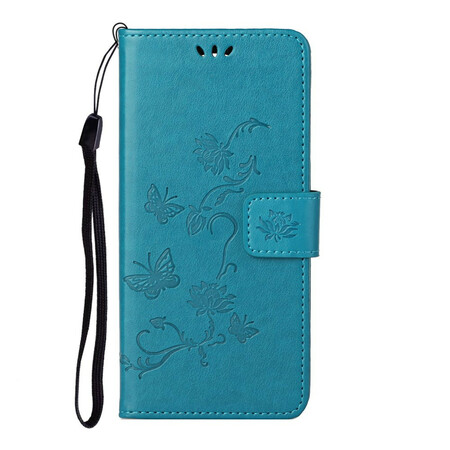 Capa para iPhone 13 Pro Butterflies e Flores com CordÃ£o