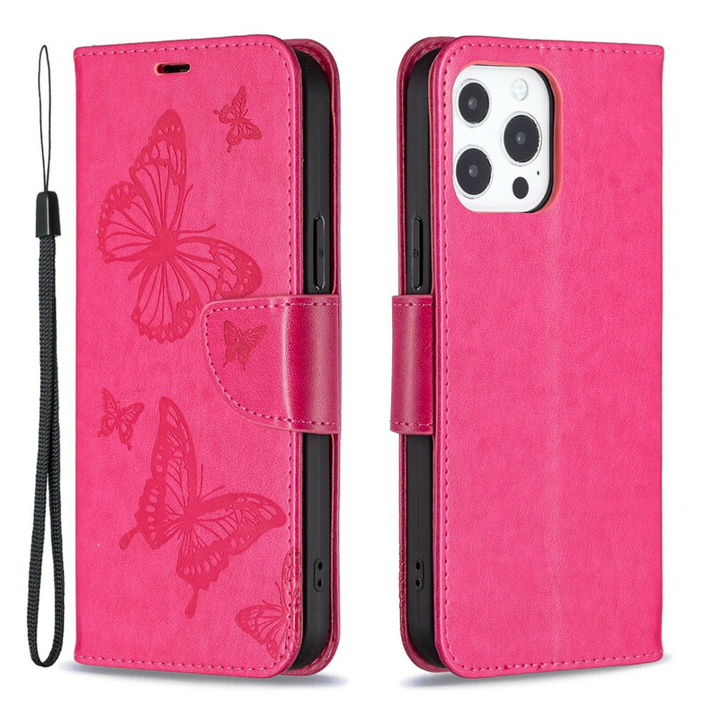 Capa para iPhone 13 Pro Butterfly Printed Lanyard