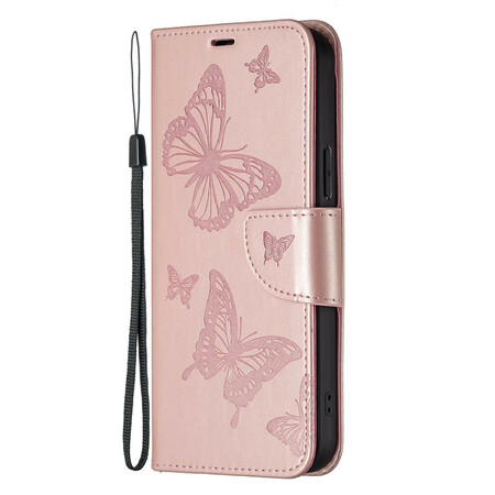 Capa para iPhone 13 Pro Butterfly Printed Lanyard