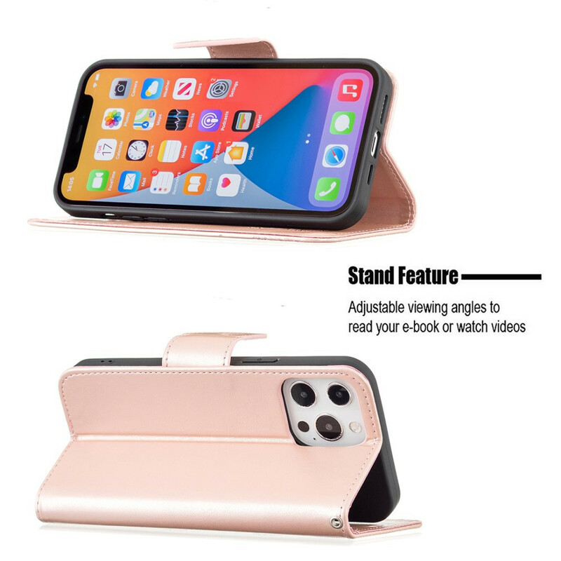 Capa para iPhone 13 Pro Butterfly Printed Lanyard