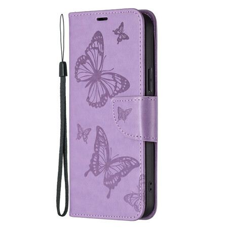Capa para iPhone 13 Pro Butterfly Printed Lanyard