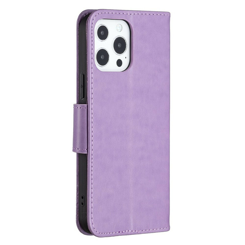 Capa para iPhone 13 Pro Butterfly Printed Lanyard