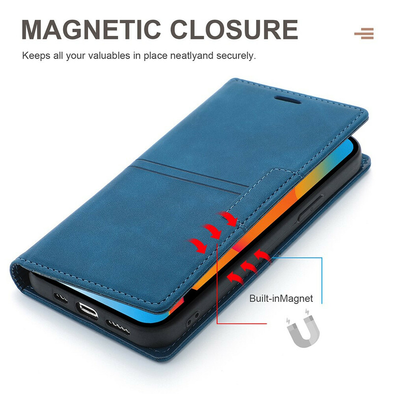 Tampa Flip Cover iPhone 13 Estilo Pro Costura em Couro Fecho Magnético